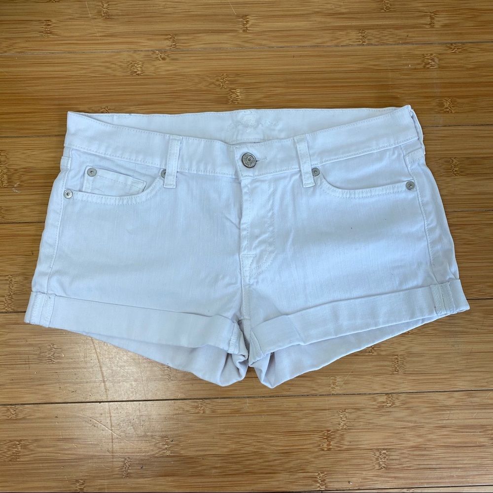 White Low Rise Jean Shorts - 7 for all mankind